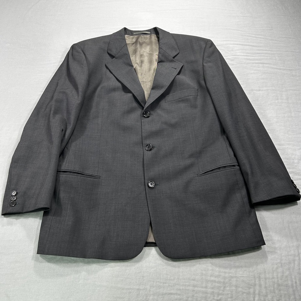 VINTAGE Hugo Boss Blazer Mens 46R Gray Wool 3-Button Sport Coat Jacket